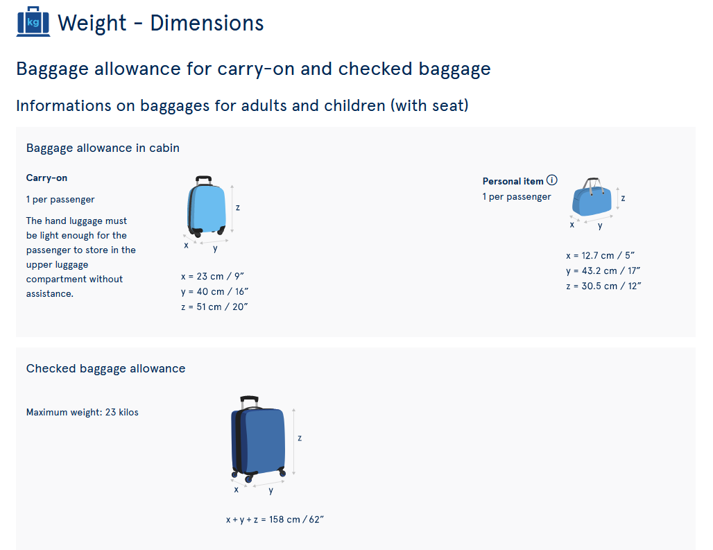 Air Transat Baggage Dimensions